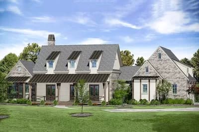 5-Bedroom Farmhouse Plan with Main-Floor Master and Upstairs Children's Den