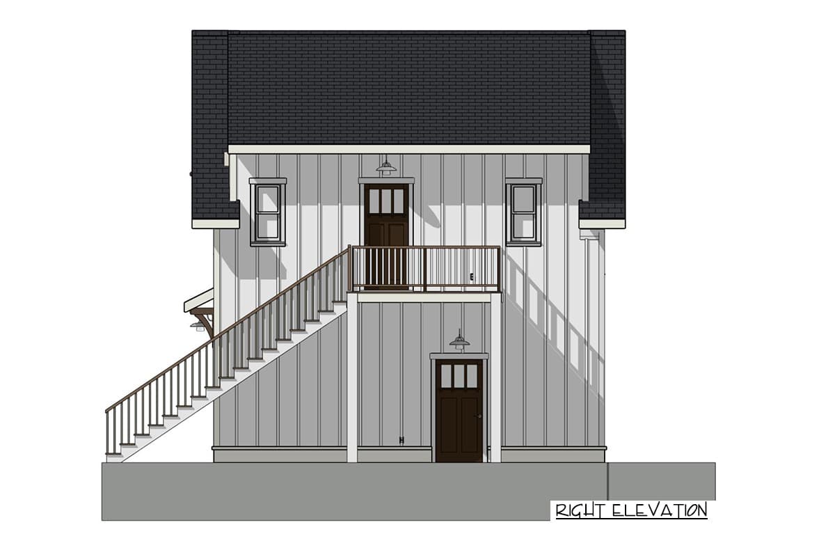 Plan 765018TWN: Comfy Carriage House Plan with Laundry in Master Closet - 650 Sq Ft - Image #13 - Carriage, Cottage, Country, Craftsman, Traditional