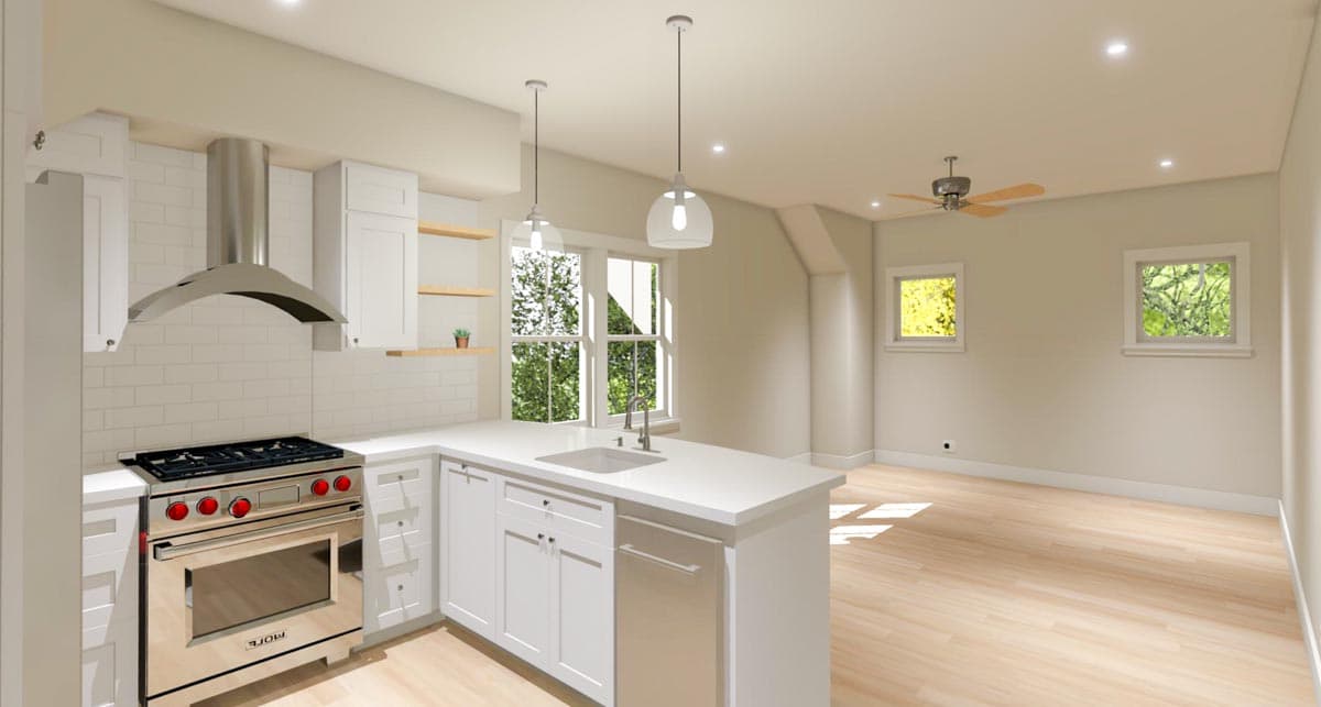 Plan 765018TWN: Comfy Carriage House Plan with Laundry in Master Closet - 650 Sq Ft - Image #5 - Carriage, Cottage, Country, Craftsman, Traditional