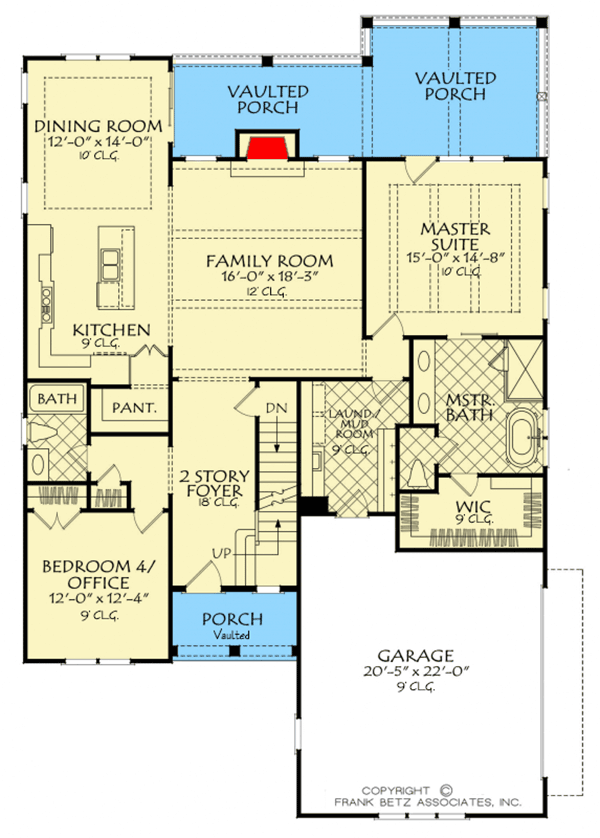Plan 710340BTZ: New American House Plan with Flex and Beamed Family Room - 2311 Sq Ft - Floor Plan - Main Level - Country, Farmhouse, Modern Farmhouse, New American