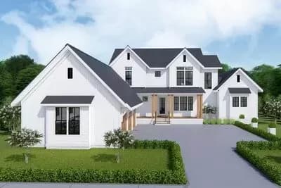 Two-Story Farmhouse Plan with First-Floor Master