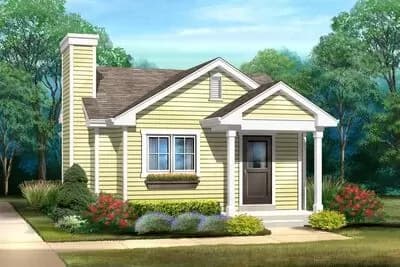 1-Bed Tiny House Plan with Fireplace