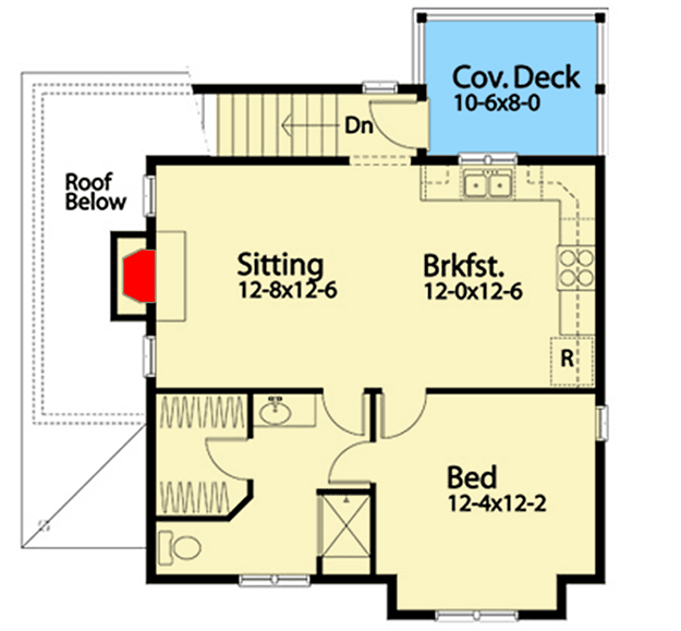 Plan 22144SL: 1-Bed Carriage House above Double Garage - Floor Plan - 2nd Floor - Carriage, Traditional