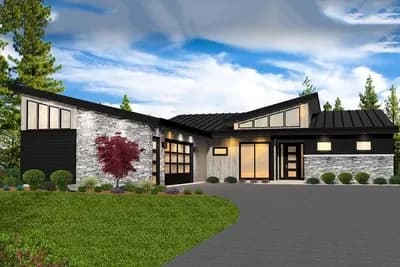 3 Bedroom Modern House Plan for the Rear-Sloping Lot - 2612 Sq Ft
