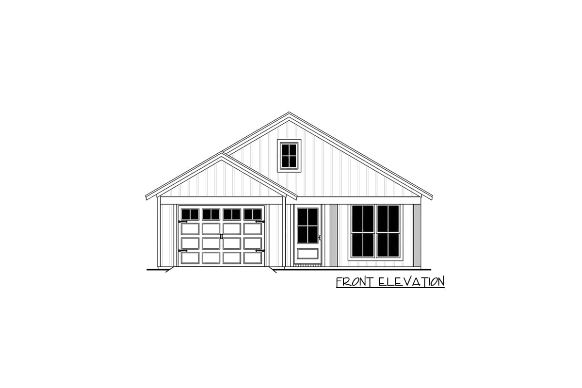 Plan 51815HZ: 3-Bed Ranch House Plan with Vaulted Ceiling - 1292 Sq Ft - Image #9 - Cottage, Country, Craftsman, New American, Traditional