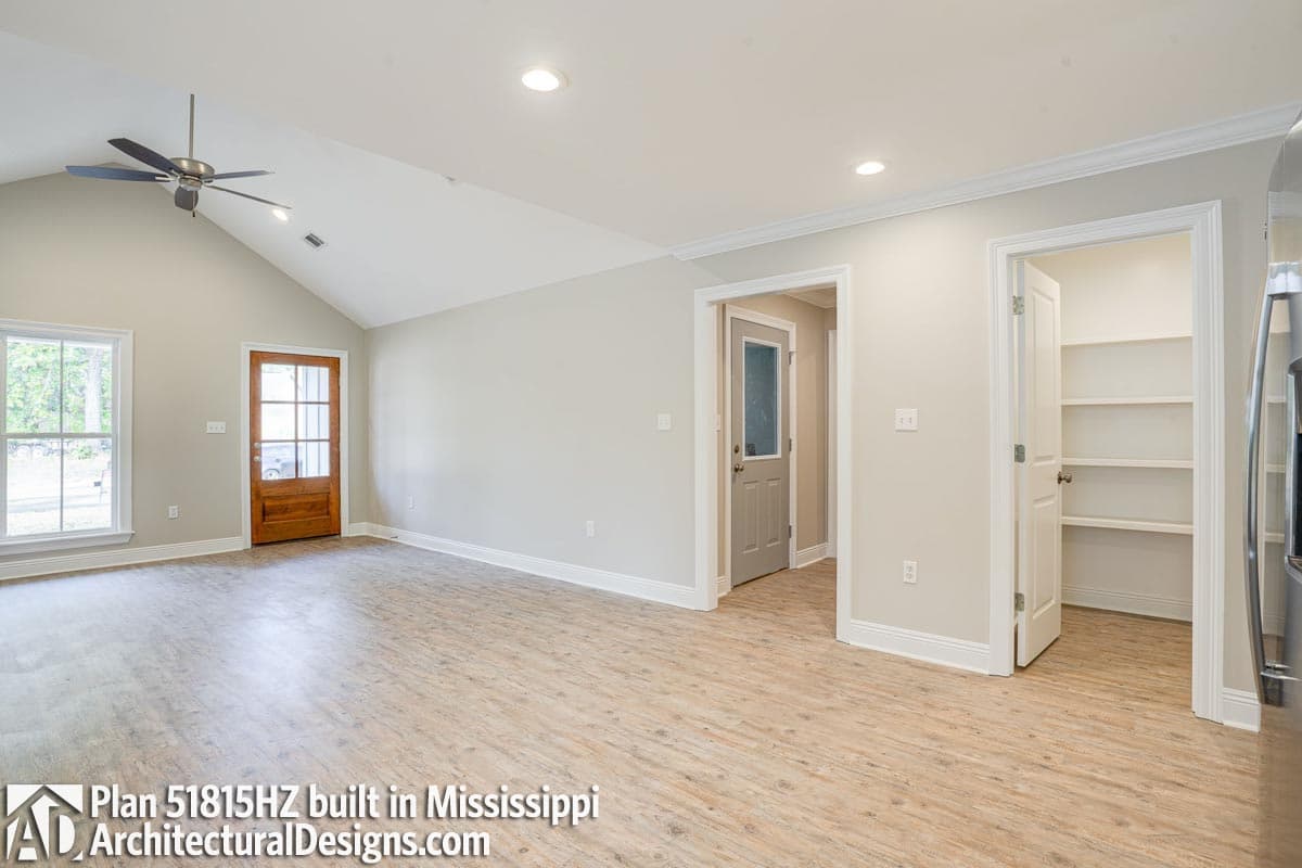 Plan 51815HZ: 3-Bed Ranch House Plan with Vaulted Ceiling - 1292 Sq Ft - Image #6 - Cottage, Country, Craftsman, New American, Traditional