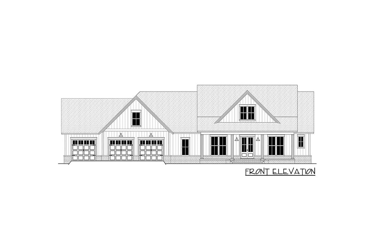 Plan 51816HZ: Modern Farmhouse Plan with 3-Car Front-entry Garage and Bonus Room - Image #7 - Country, Craftsman, Farmhouse, Modern Farmhouse, New American, Traditional
