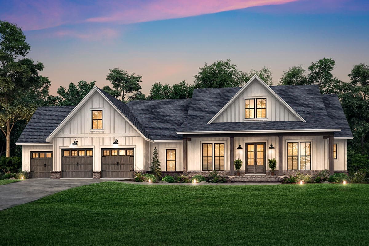Plan 51816HZ: Modern Farmhouse Plan with 3-Car Front-entry Garage and Bonus Room - Image #6 - Country, Craftsman, Farmhouse, Modern Farmhouse, New American, Traditional