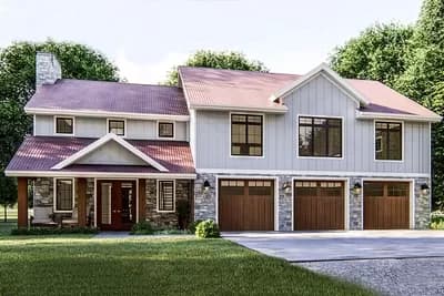 Post Frame Barndominium Home Plan with Oversized Garage