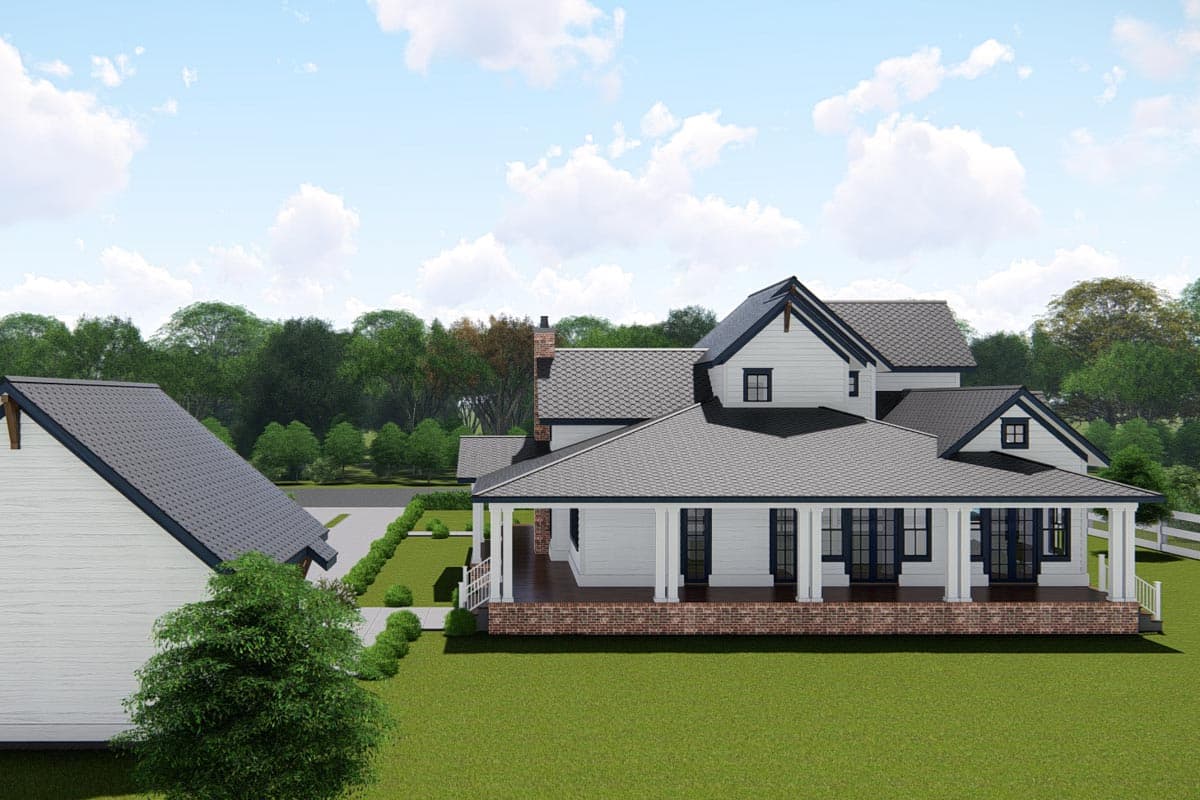 Plan 25415TF: Classic Farmhouse Plan with 8' Deep Wrap-Around Porch - Image #5 - Country, Farmhouse, New American