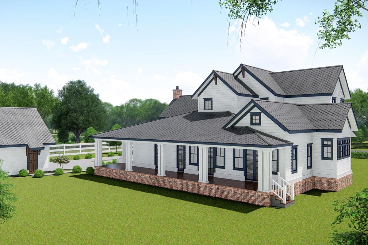 Plan 25415TF: Classic Farmhouse Plan with 8' Deep Wrap-Around Porch - Image #6 - Country, Farmhouse, New American