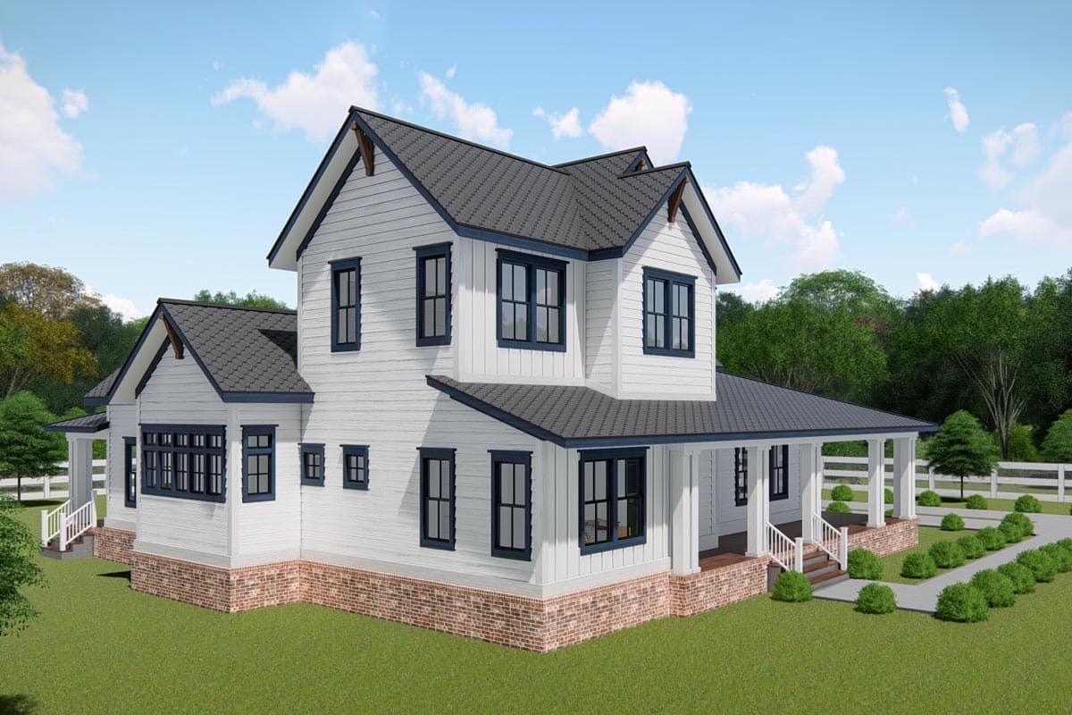 Plan 25415TF: Classic Farmhouse Plan with 8' Deep Wrap-Around Porch - Image #8 - Country, Farmhouse, New American