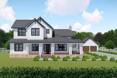 Classic Farmhouse Plan with 8' Deep Wrap-Around Porch