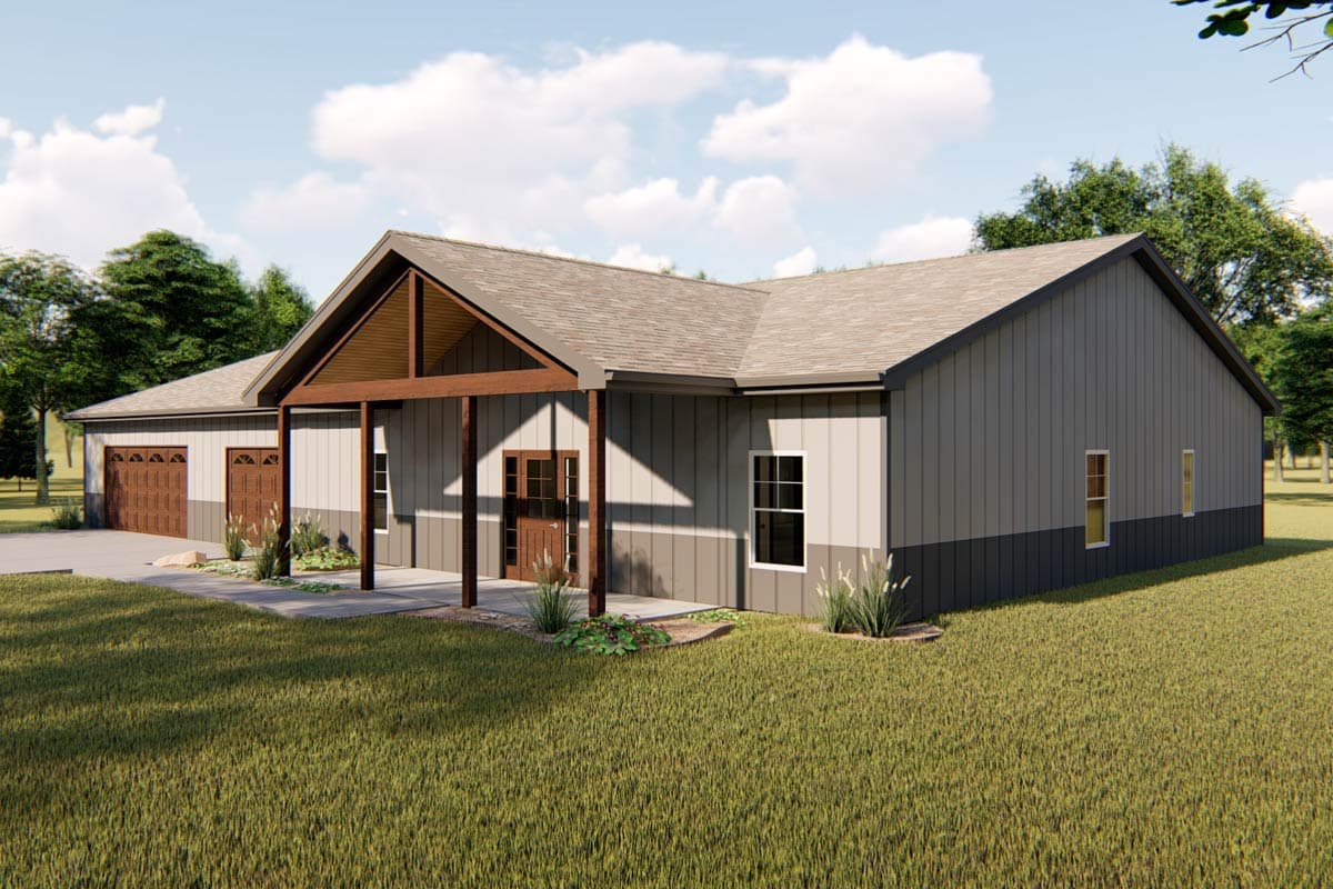 Plan 62811DJ: One-Story Post Frame Home Plan with Large Covered Entry - Image #7 - Barndominium, Country, Craftsman, Ranch, Southern, Traditional