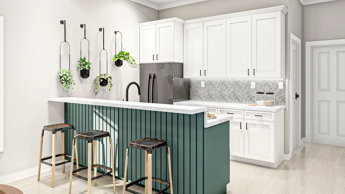 Plan 62812DJ: Post Frame Home Plan with Full-length Covered Porch - Image #4 - Barndominium, Cabin, Carriage, Rustic, Vacation