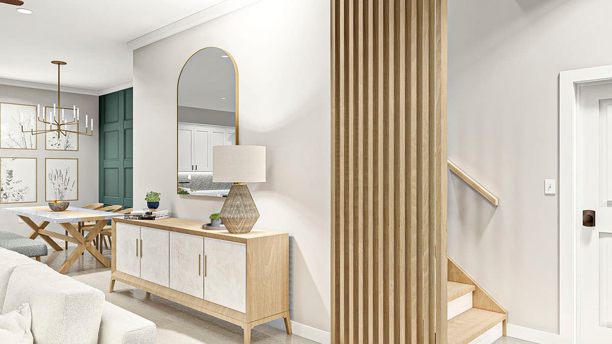 Plan 62812DJ: Post Frame Home Plan with Full-length Covered Porch - Image #6 - Barndominium, Cabin, Carriage, Rustic, Vacation