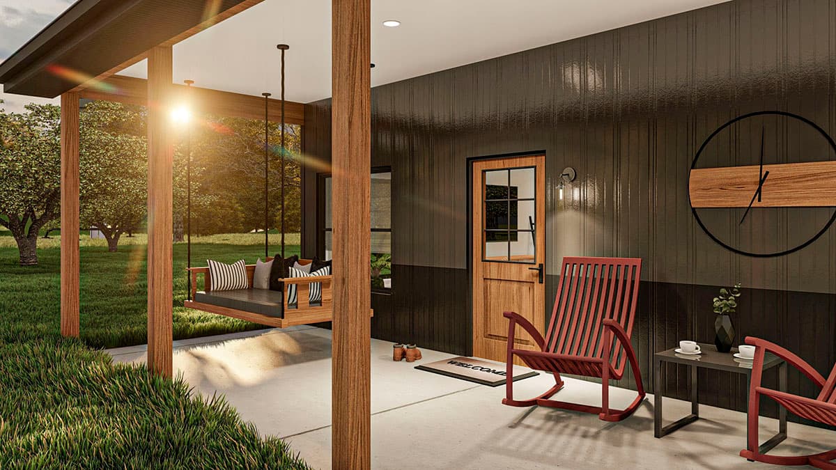 Plan 62812DJ: Post Frame Home Plan with Full-length Covered Porch - Image #11 - Barndominium, Cabin, Carriage, Rustic, Vacation