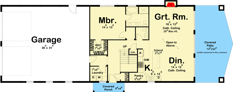 Plan 62814DJ: Post Frame Barndominium House Plan with Space to Work and Live - Floor Plan - Main Level - Barndominium, Contemporary, Mountain, New American, Vacation