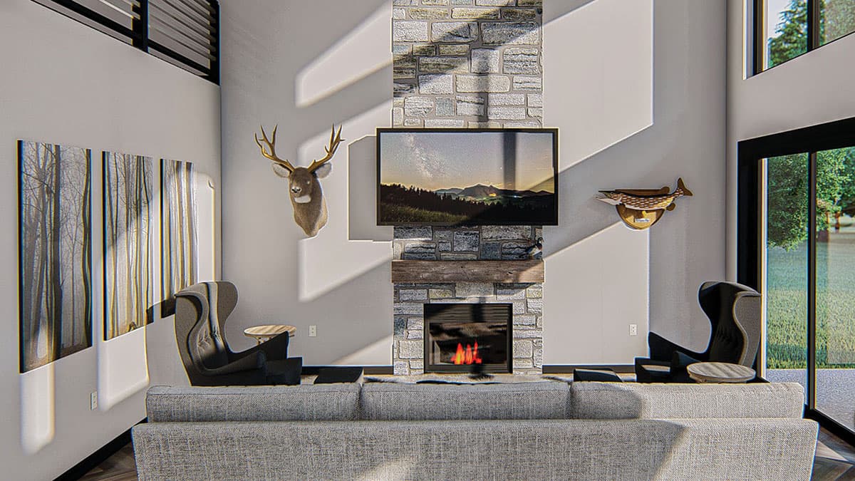 Plan 62814DJ: Post Frame Barndominium House Plan with Space to Work and Live - Image #6 - Barndominium, Contemporary, Mountain, New American, Vacation