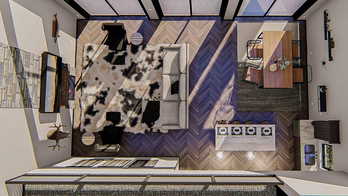 Plan 62814DJ: Post Frame Barndominium House Plan with Space to Work and Live - Image #7 - Barndominium, Contemporary, Mountain, New American, Vacation