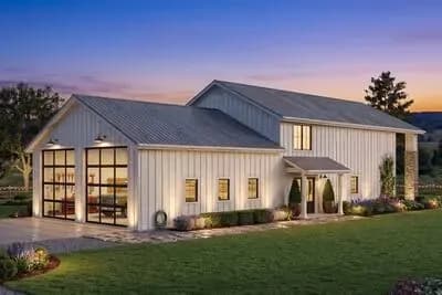 Post Frame Barndominium House Plan with Space to Work and Live