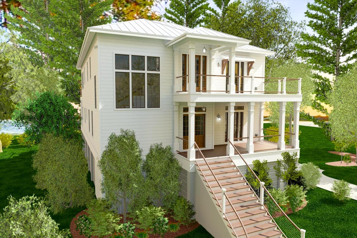 Plan 765019TWN: 4-Bed Low Country House Plan with Front and Back Double-Decker Porches - Image #5 - Beach, Coastal, Low Country, Southern