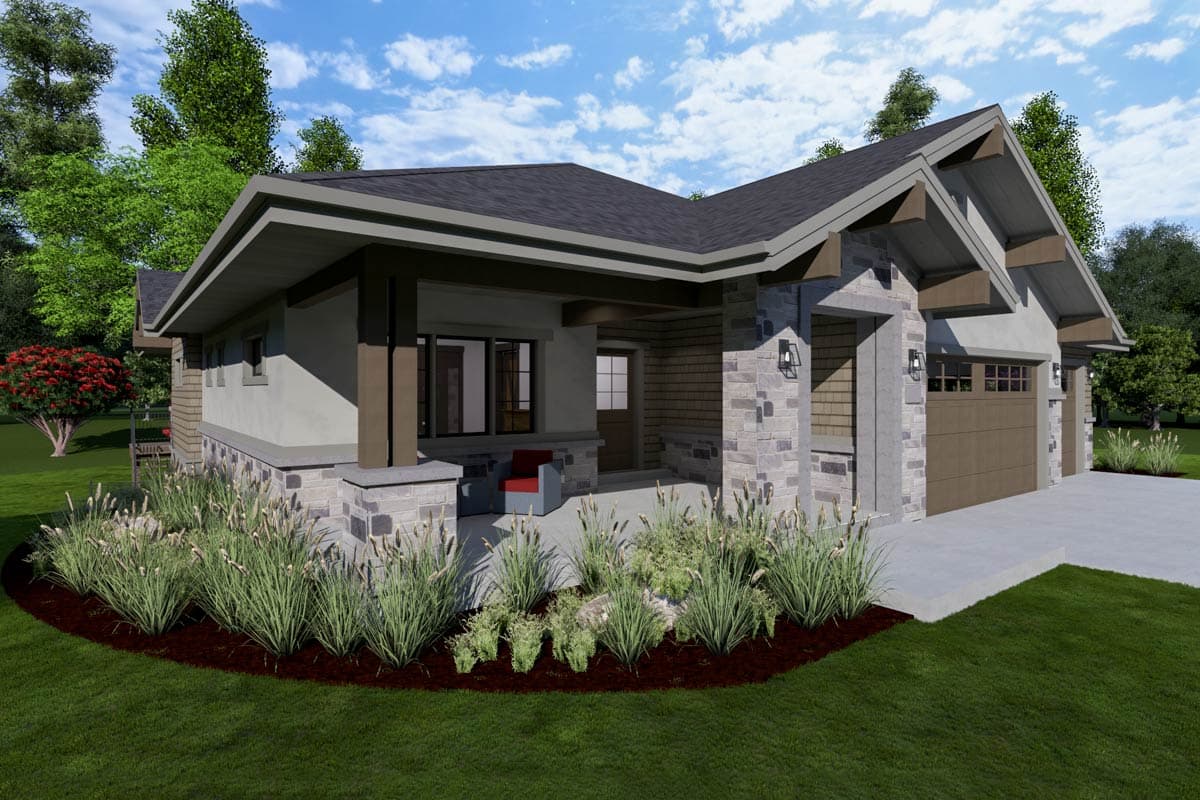 Plan 64493SC: One-Level House Plan with Deep Eaves and Split Bedrooms - 2770 Sq Ft - Image #8 - Country, Craftsman, Mountain