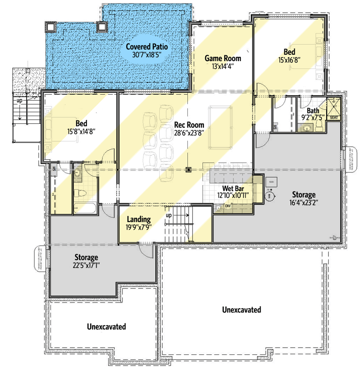 Plan 64493SC: One-Level House Plan with Deep Eaves and Split Bedrooms - 2770 Sq Ft - Floor Plan - Optional Finished Lower Level - Country, Craftsman, Mountain