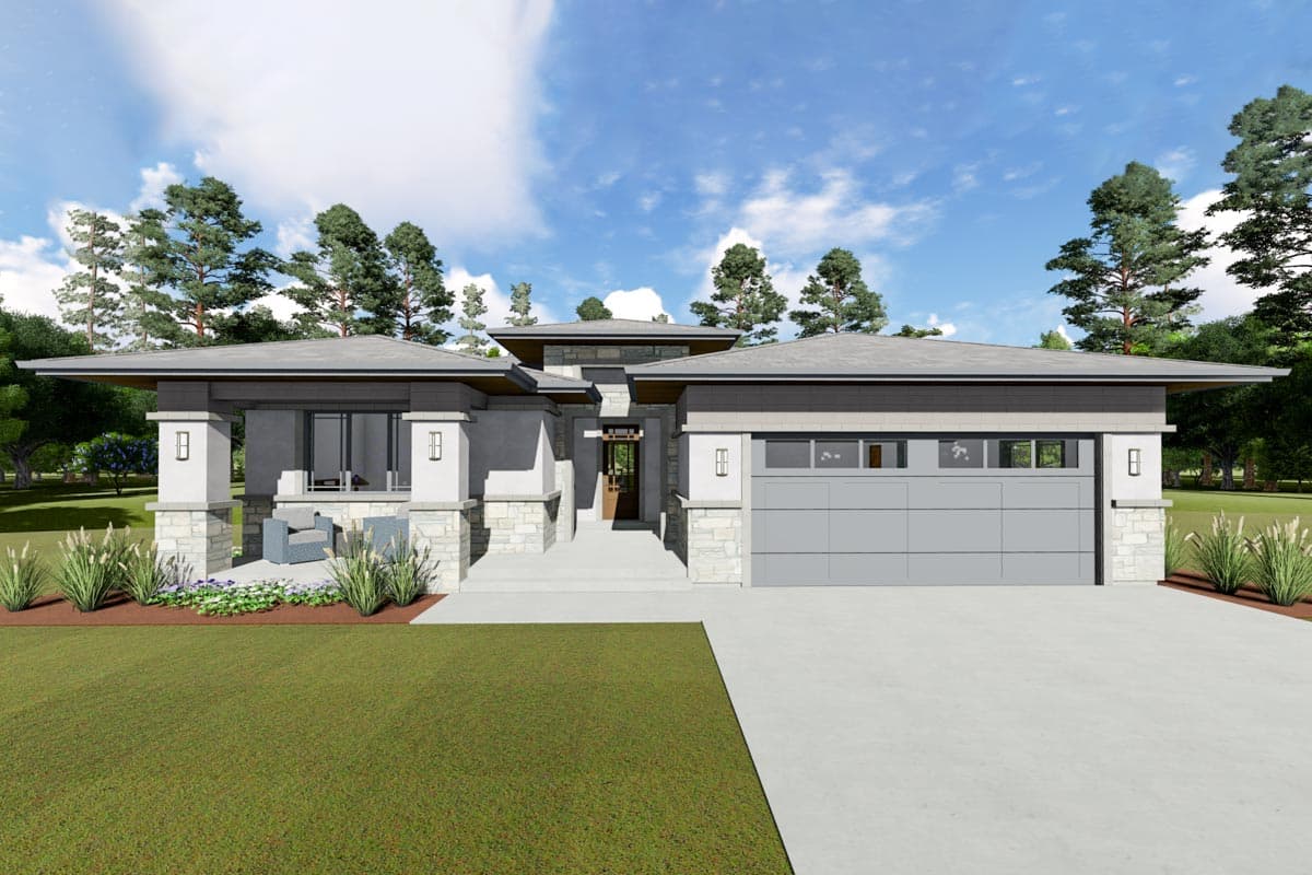 Plan 64496SC: One-Level Contemporary Home Plan with Tandem Garage - Image #5