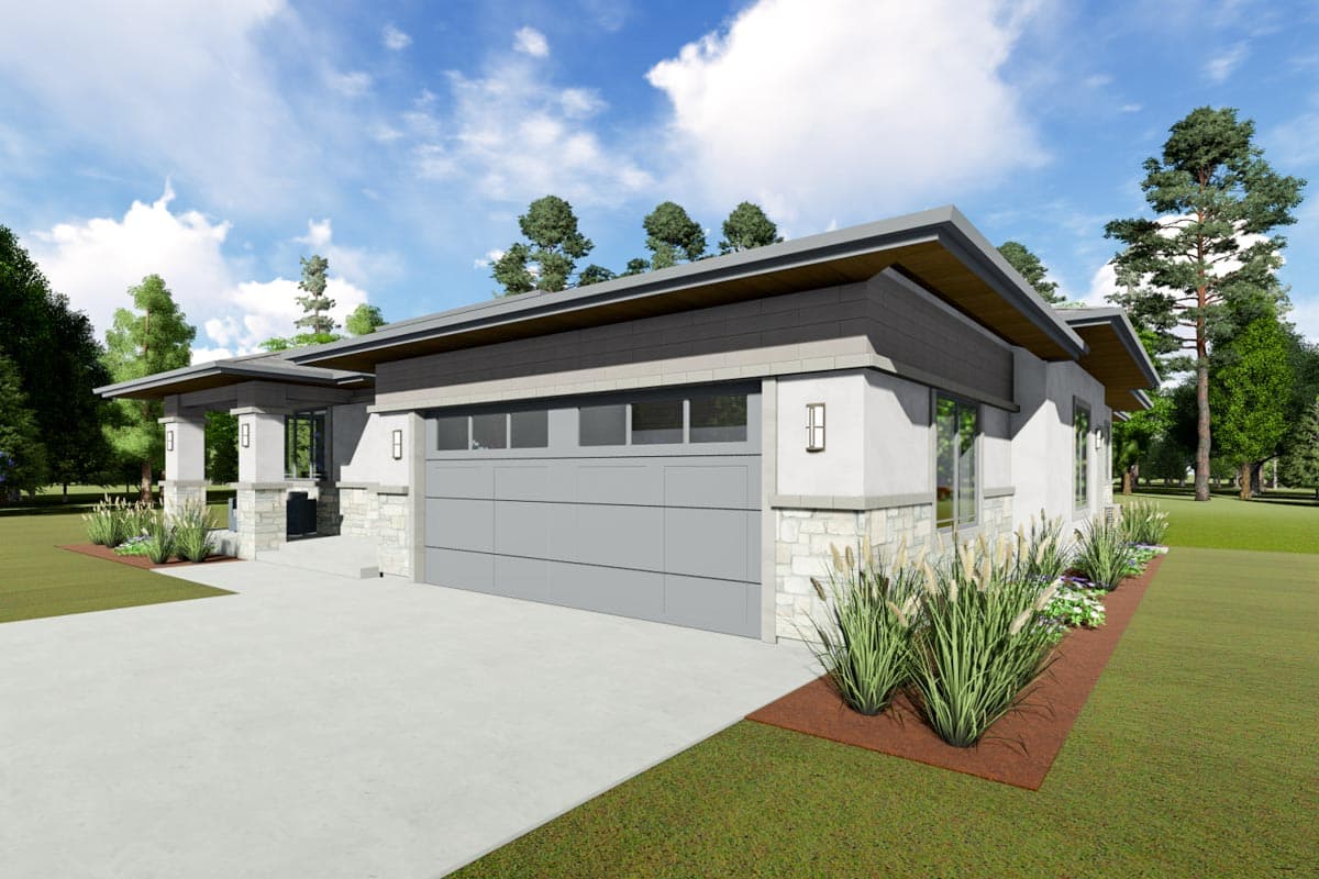 Plan 64496SC: One-Level Contemporary Home Plan with Tandem Garage - Image #6