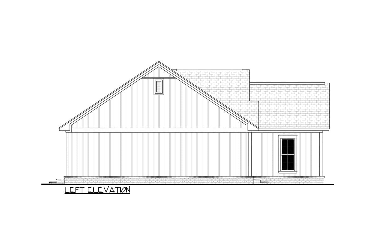 Plan 51819HZ: 3-Bed Contemporary Farmhouse Plan with Private Master Suite - 1416 Sq Ft - Image #6 - Cottage, Country, Farmhouse, Modern Farmhouse, Traditional