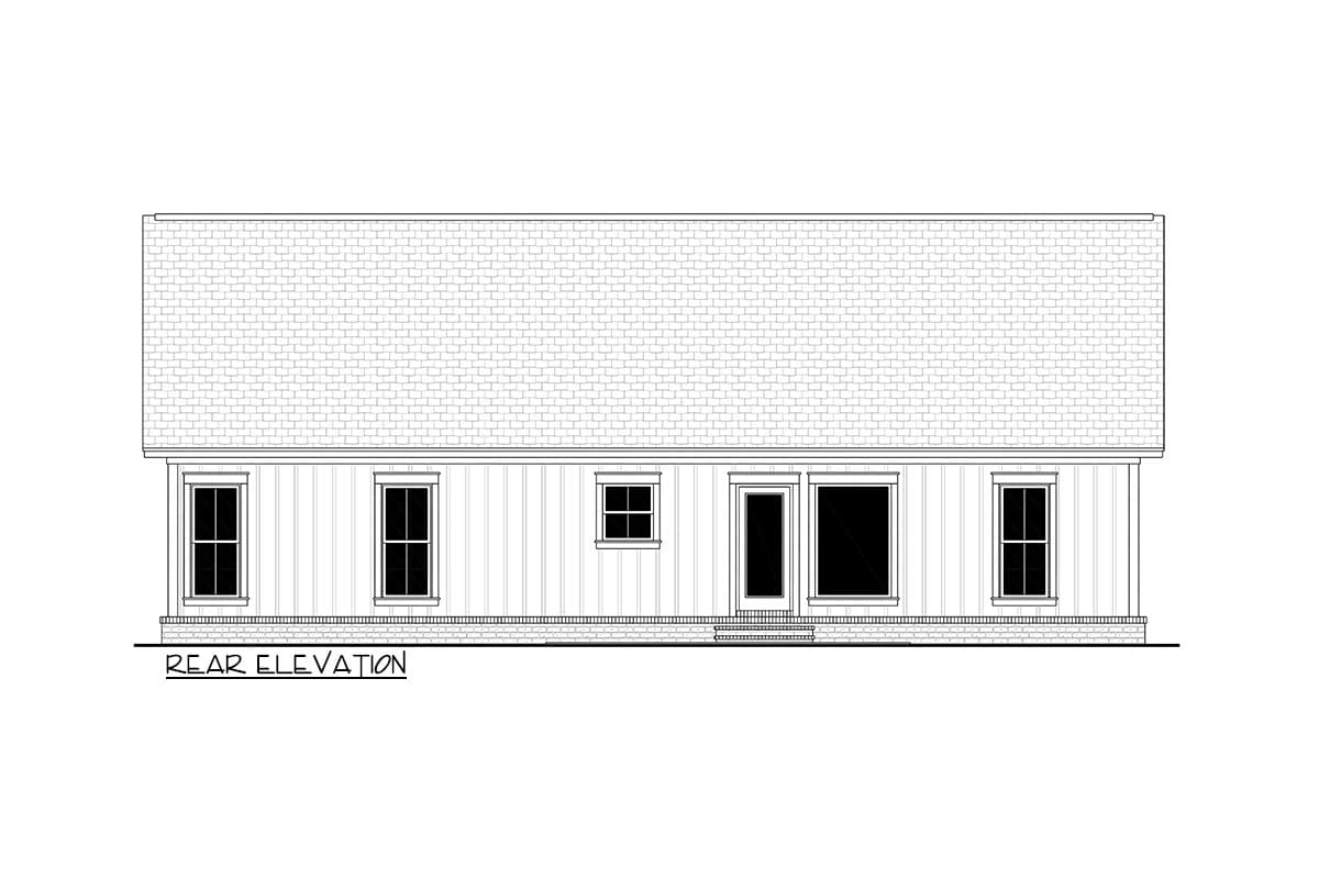 Plan 51819HZ: 3-Bed Contemporary Farmhouse Plan with Private Master Suite - 1416 Sq Ft - Image #7 - Cottage, Country, Farmhouse, Modern Farmhouse, Traditional