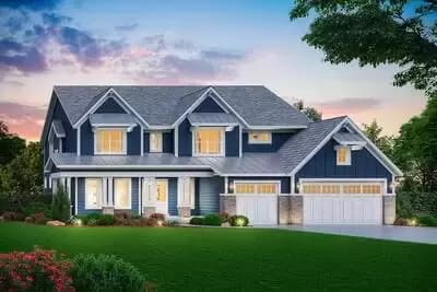 Exclusive New American House Plan with 2-Story Great Room - 3634 Sq Ft