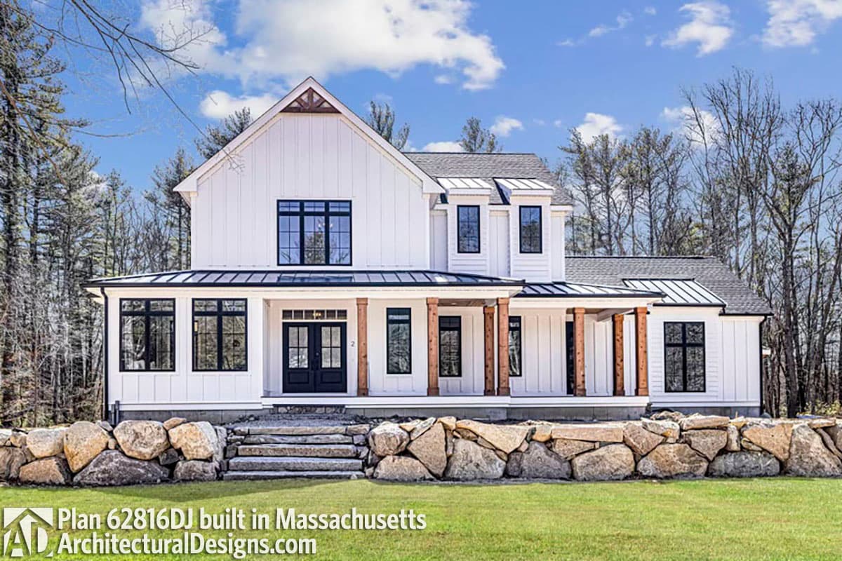 build gallery item - Modern Farmhouse Plan 62816DJ Comes to Life in Massachusetts