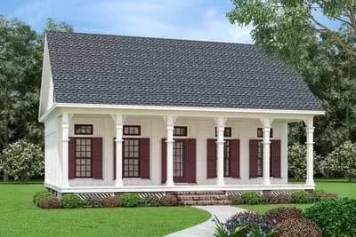 3-Bed Raised Cottage House Plan with Exposed Beams Inside