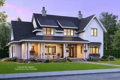 4-Bed New American Farmhouse Plan with First-Floor Master