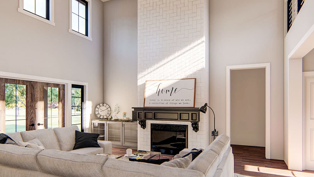 Plan 62818DJ: 4-Bed Modern Farmhouse Plan with Upstairs Loft Overlook - Image #7 - Country, Farmhouse, Modern Farmhouse, New American