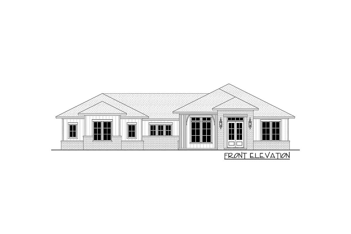 Plan 51820HZ: One-Story New American Ranch House Plan with Board and Batten Siding - 2330 Sq Ft - Image #4 - Contemporary, Country, New American, Prairie, Ranch
