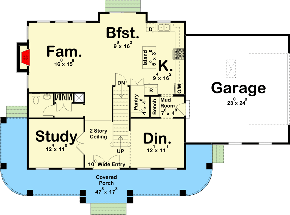 Plan 62819DJ: Refreshing 3-Bed Southern Colonial House Plan - Floor Plan - Main Level - Colonial, Country, Southern, Traditional