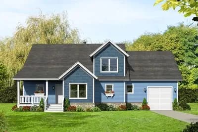 Backwoods 3-Bed House Plan with Attached 1-Car Garage