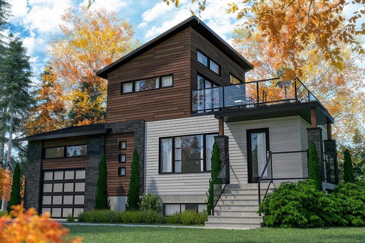 Plan 22561DR: Modern Home Plan with Second Floor Outdoor Balcony - Image #4 - Contemporary, Modern, Northwest, Vacation