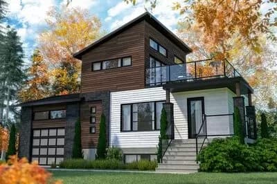 Modern Home Plan with Second Floor Outdoor Balcony