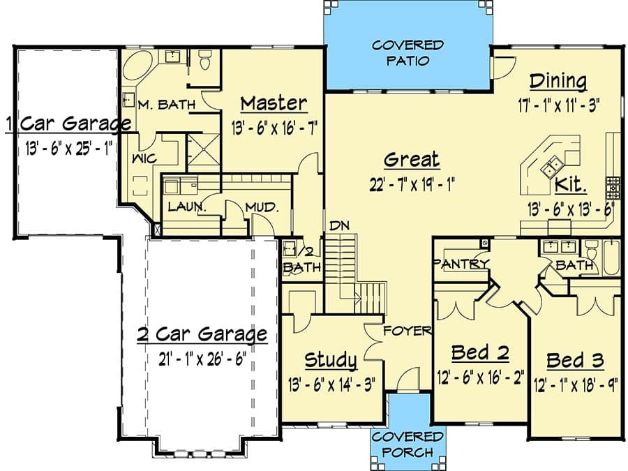 Plan 910018WHD: Modern Farmhouse Plan with Flexible Lower Level - Floor Plan - Main Level - Country, Modern Farmhouse, New American, Ranch