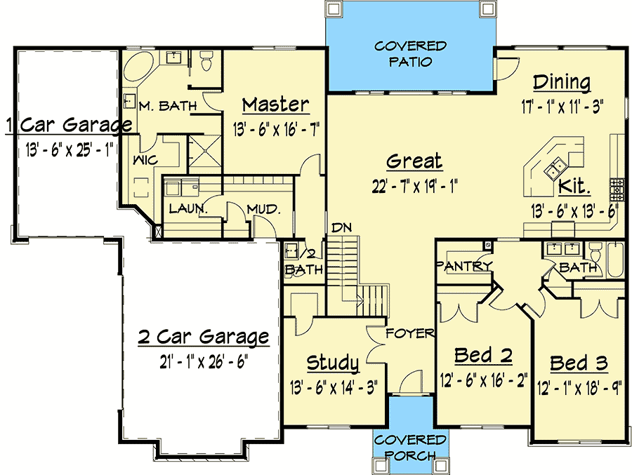 Plan 910019WHD: Magnificent Modern Prairie Home with Flexible Lower Level - Floor Plan - Main Level - Contemporary, Northwest, Prairie, Ranch