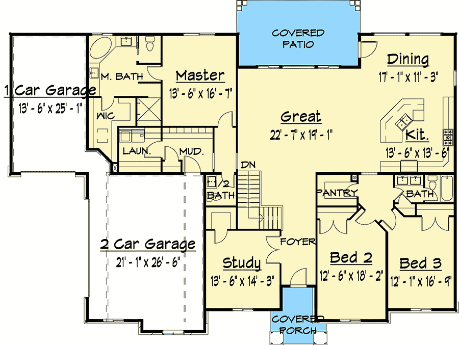 Plan 910020WHD: Timeless Traditional Home Plan with  - Floor Plan - Main Level - New American, Ranch