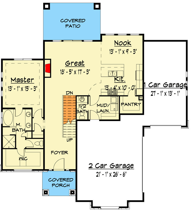 Plan 910025WHD: Exclusive Prairie Home Plan with Main-Floor Master - Floor Plan - Main Level - Northwest, Prairie, Transitional