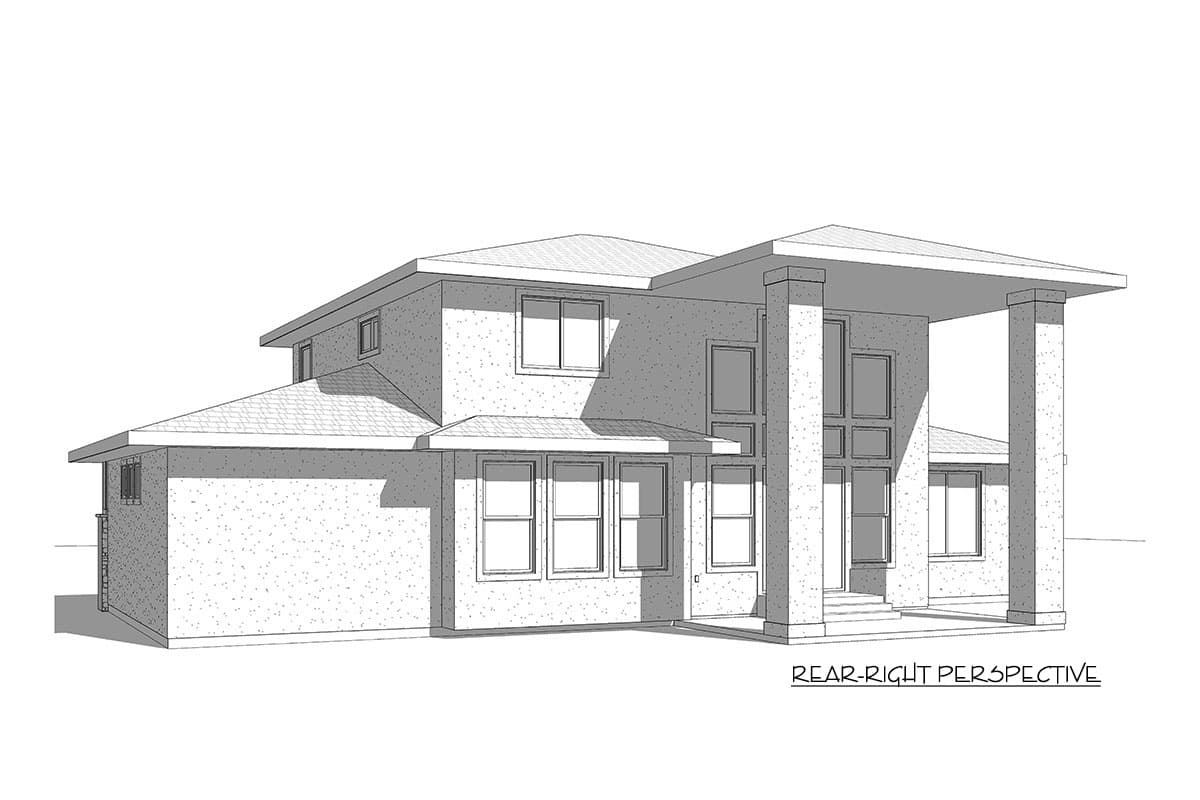 Plan 910025WHD: Exclusive Prairie Home Plan with Main-Floor Master - Image #5 - Northwest, Prairie, Transitional