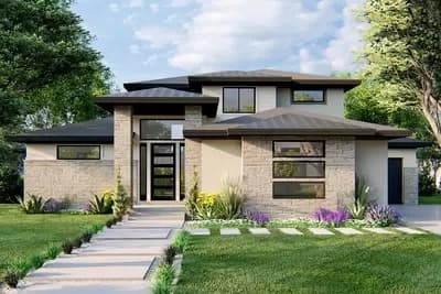 Exclusive Prairie Home Plan with Main-Floor Master