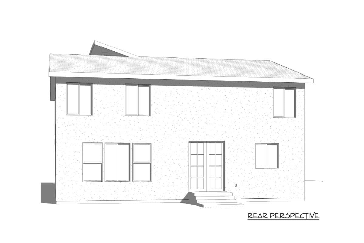 Plan 910029WHD:  Contemporary Two-Story Home Plan with Flex Room Upstairs - Image #4 - Modern