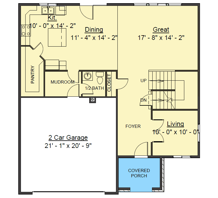 Plan 910029WHD:  Contemporary Two-Story Home Plan with Flex Room Upstairs - Floor Plan - Main Level - Modern